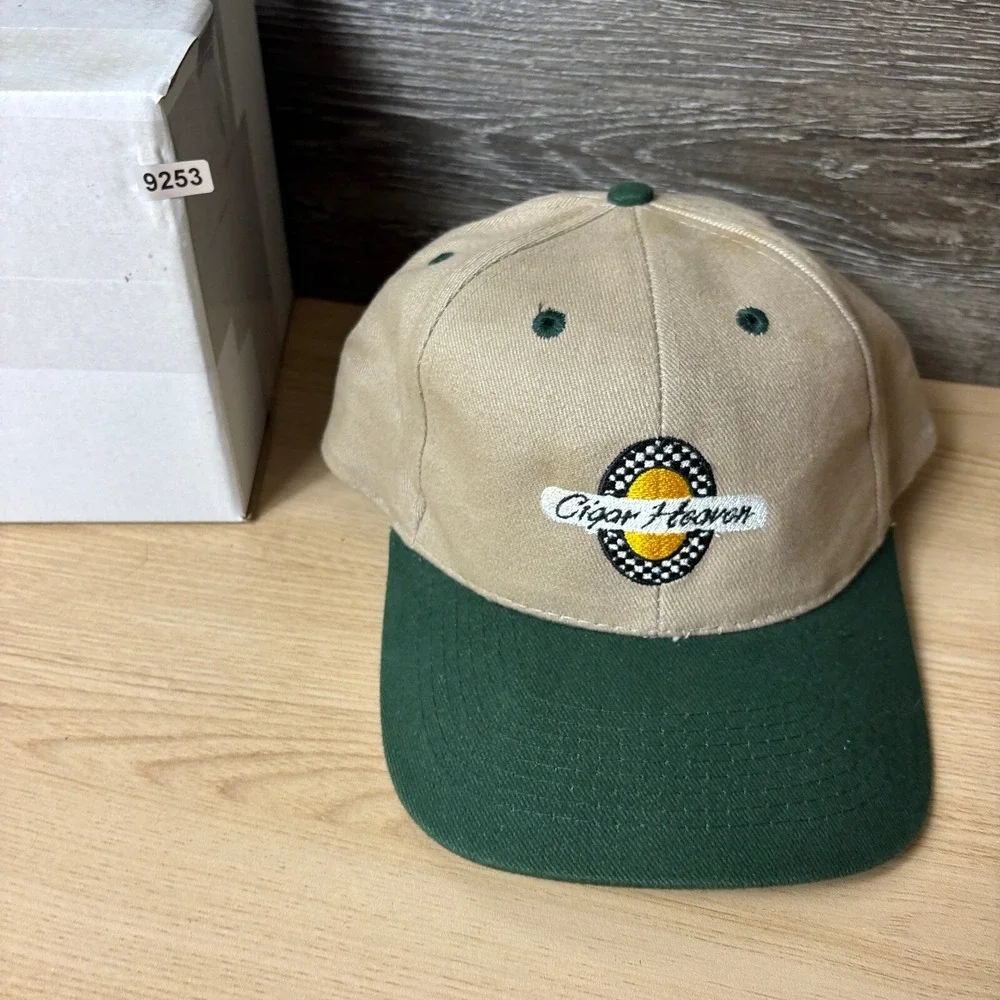 Vintage Cigar Heaven Hat Cap Strap Back Brown Green Adjustable